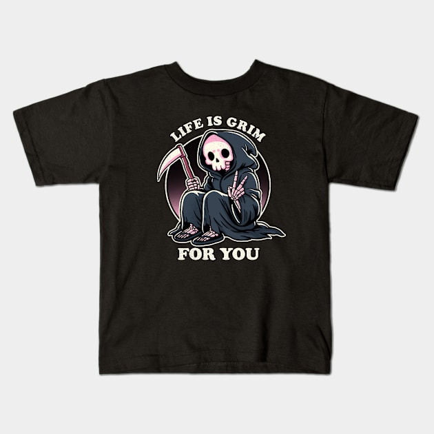 Life is grim Kids T-Shirt by FanFreak